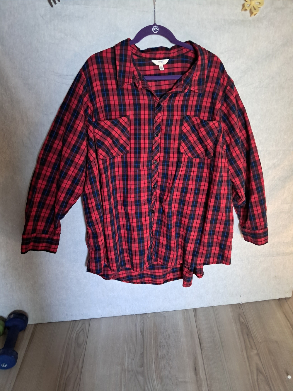 Terra & Sky Red and Black Plaid Button-Down Shirt